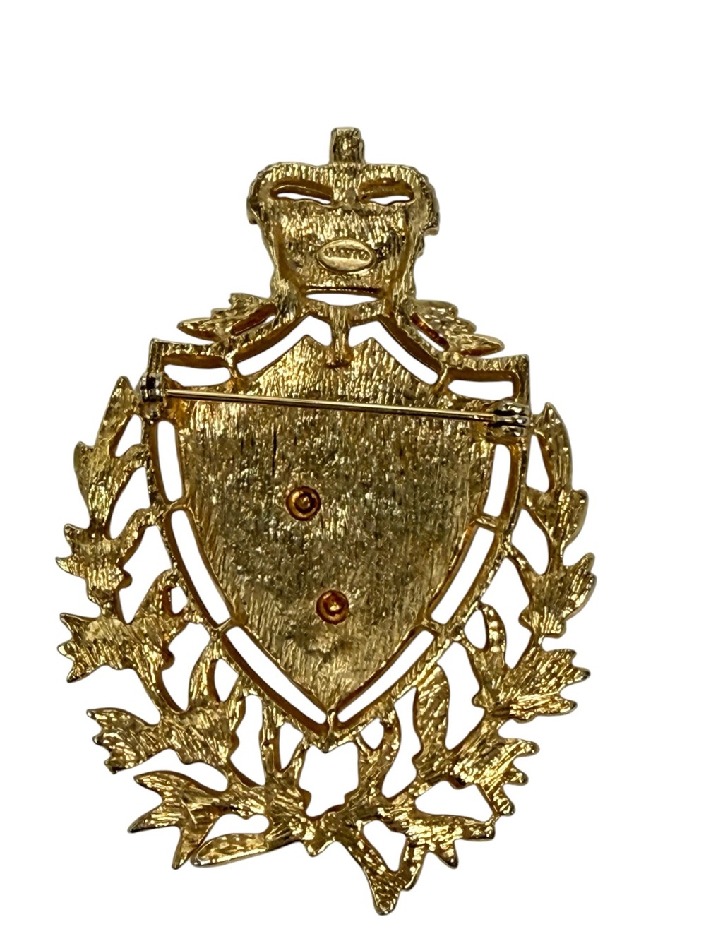 Vintage Crown Crest Sailboat Brooch Enamel Nautical Shield Pin yacht club - Picture 2 of 4